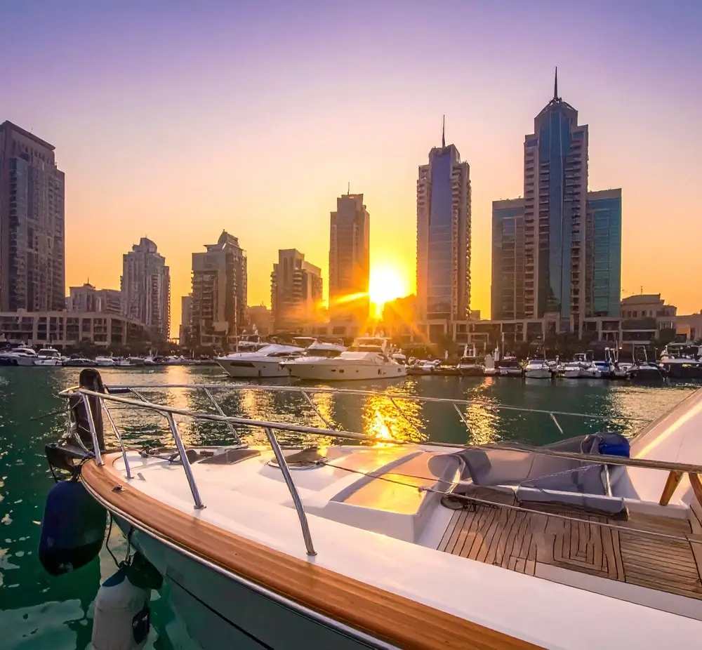 dubai marina yacht sunset rental